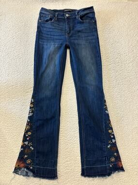 Ashley Mason Womens Embroidered Floral Jeans Size 9/29